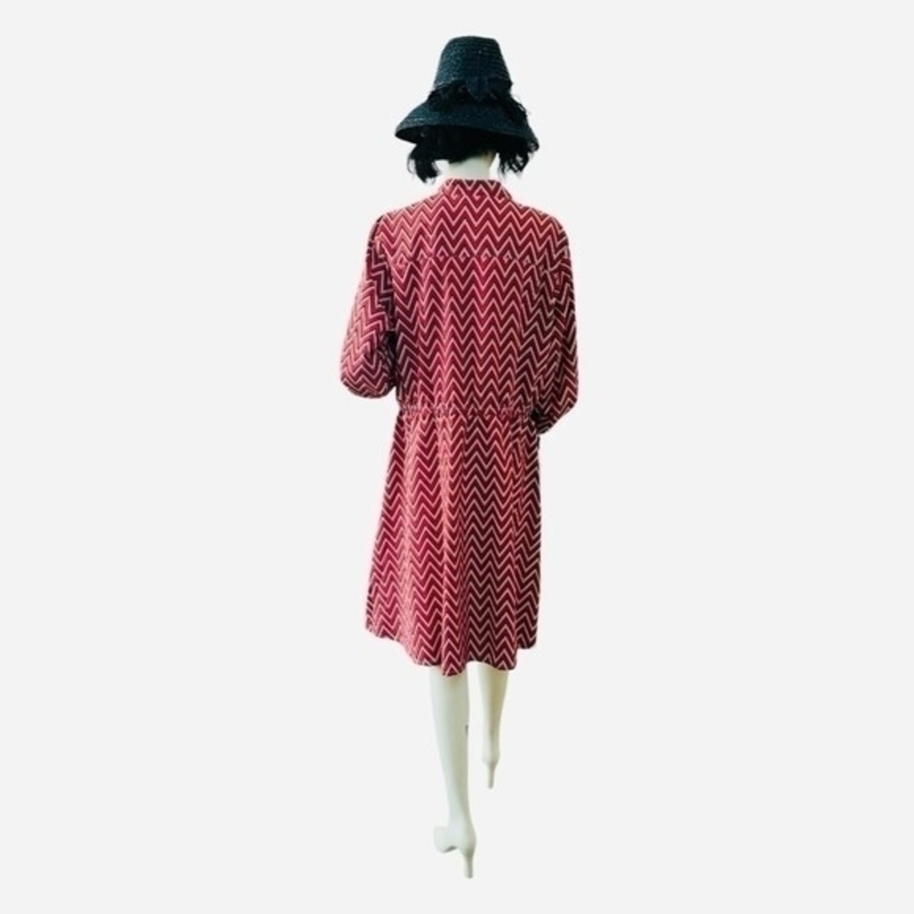 Women Dress Speed Control NY Chevron Print Dress Tassel Front Sheath Midi Dress - Picture 8 of 12